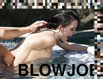 blowjob, hardcore, ung-18, knulling-fucking, svømmebasseng, cunt, oppkvikket, pikk, suging, undersjøisk