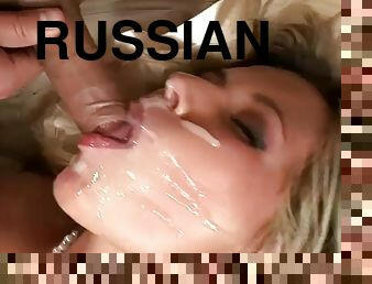 Russian babe gets massive facials
