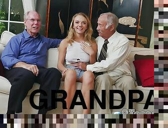 Arousing grandpas offer teenage some cash