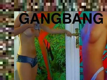 Lia Louise in gangbang and cums with big cocks