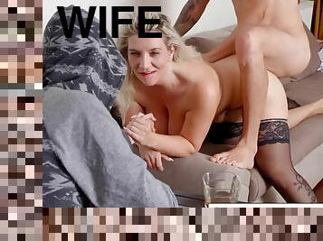 SLAP MY WIFE - Gorgeous slut turns her husband into a cuckold