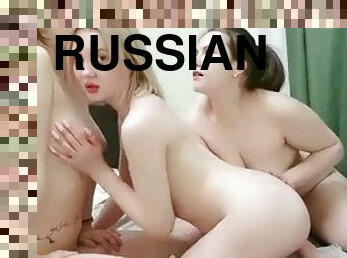 Three naked Russian girls in front of sponsors