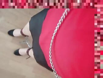 Sissy gets punished - walking in heels in bondage