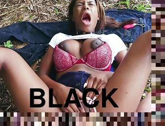 Pervs Remote Control Her - Big Black Tits in Outdoor Interracial Hardcore