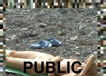 nudist, publik, kamera, strand, voyeur