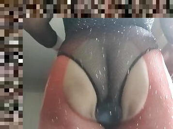 Phat ass trans girl shaking plugged ass