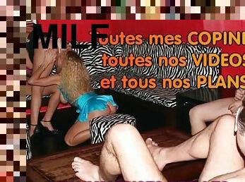 3 milfs blondes se tapent des jeunes en club