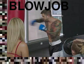 Blonde photographer cannot say no to mma fighter