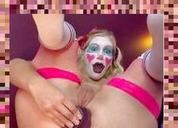 Clown Girl Giggles when she Fucks her tight Asshole