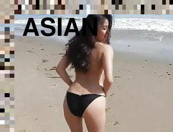 asiatiche, masturbarsi, spiaggia, provocatorie