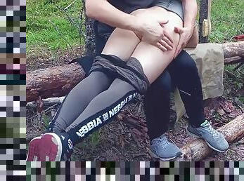 Wife spanking in the woods