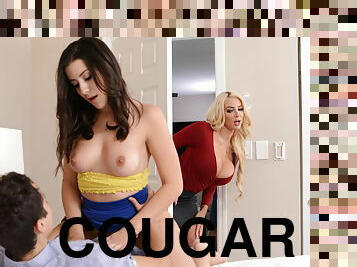 Filthy cougar Nicolette Shea joins to teen couple xxx movie