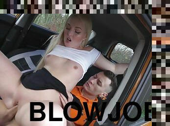 Blondie gives a fake instructor a blowjob during the lesson