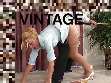 vintage, klassisk, blond, fetisj, spanking