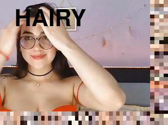 Hairy teen masturbates to huge orgasm