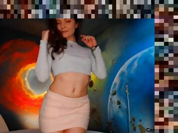 Brunette dance on webcam