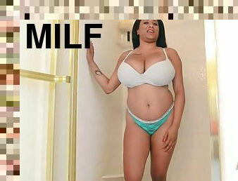 Giant melons milf latina spreads her wet pussy lips