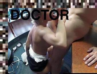 Fake doctor fucks patient and nurse on the desktop