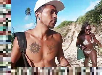 Black couple going on a sexual adventure on the nude beach