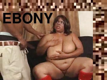 Ebony bbw beauty sucking cock