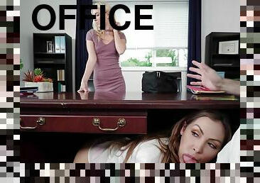 Babes at the office fucking the same guy