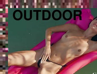 18yo glamorous brunette model Loraine Lanvi erotic solo – The Lake House at Summer