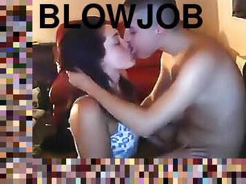 Super sexy girlfriend gives webcam blowjob