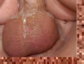 Up close head leads to sloppy cum filled pussy