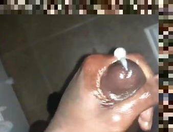 HUGE CUMSHOT FROM OILED BLACK DICK