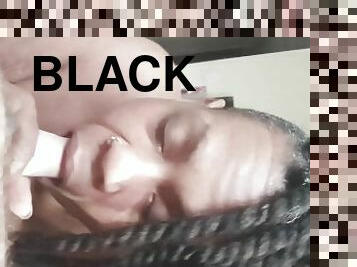 Black chick loves sucking white dick