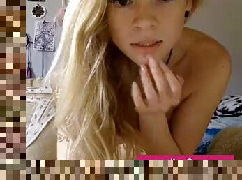 Blonde teen masturbates on webcam - part 2 on JizzCams.org