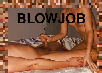I stay at my friend's house and wake up her boyfriend with a blowjob while she works