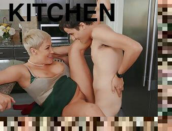 Dicking in the kitchen with hot Ryan Keely wearing high heels