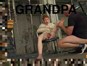 Twink lets grandpa dominate him in BDSM maledom