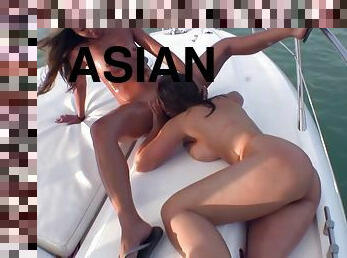 Oily asian fuck on a yacht