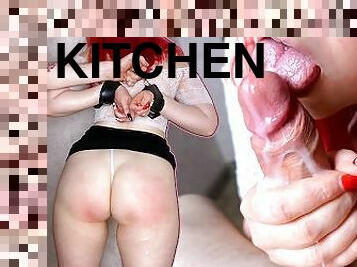 Submissive Slut With Tied Hands Spanked and Fucked Hard in Kitchen