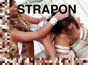 Glam dominas strapon fuck