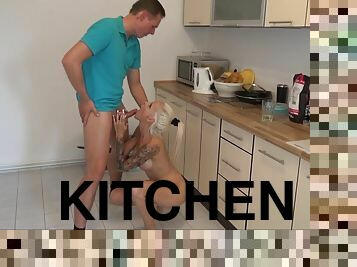 Best kitchen hard shag and creampie for a hot MILF