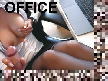 Breathtaking Secretary Gives Office Handjob And Gets A
