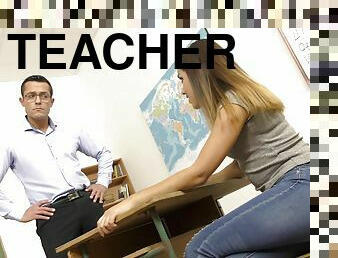 Deep pussy action in the classroom with one of her teachers