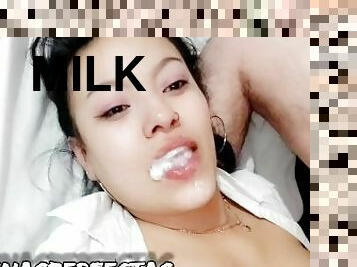 MILK IN THE DEEP THROAT OF THIS LITTLE BITCH