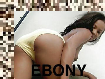 Sexy ebony babe Diamond Monrow strips and fingerbangs her pussy to orgasm