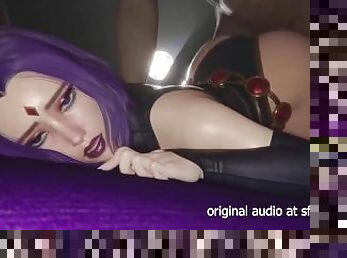 violet hair girl fucking in ass by huge cock sfm 3d