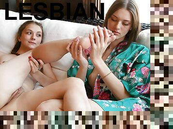 Sweet girls share passionate moments in lesbian perversions