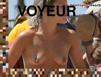 Lovely women topless beach voyeur naked in public