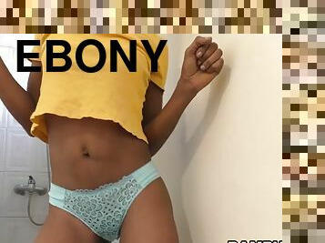 Ebony cum dripping from pussy after creampie