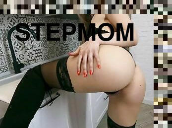 rumpe, amatør, stor-pikk, milf, mamma, creampie, strømper-stockings, pov, cum, mor