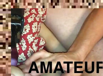 Power tool fuck with masturbation with cumshot