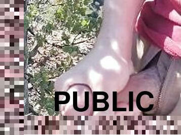 masturbation, en-plein-air, public, ejaculation-sur-le-corps, secousses, ejaculation, coquine, attrapée