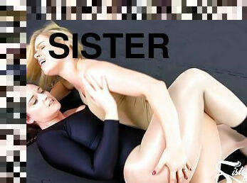 lesbijskie, całowanie, siostra, wrestling, poniżenie